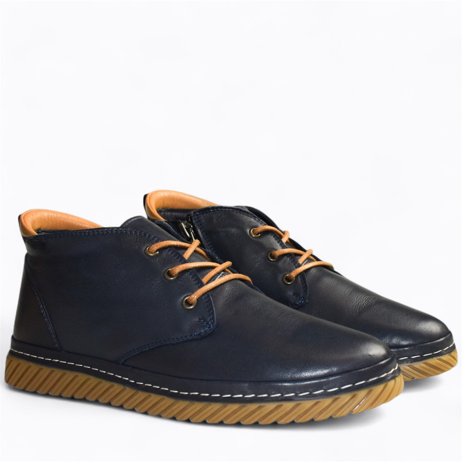 Skórzane granatowe trzewiki damskie Jamiria