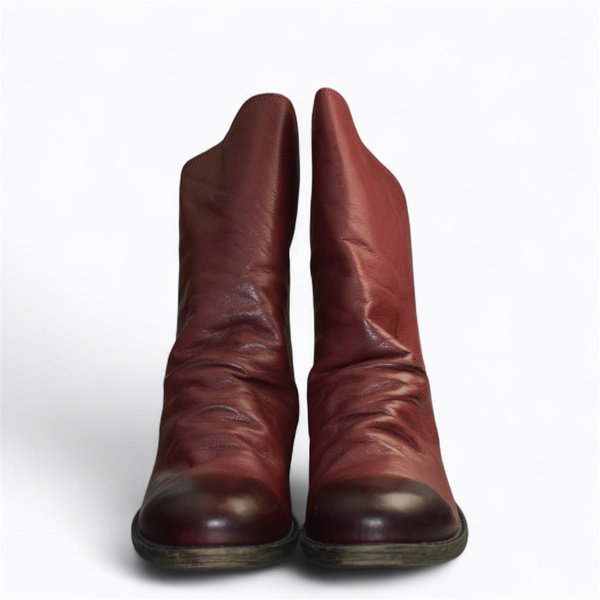 Caliona Women's Burgundy Leather Ankle Boots