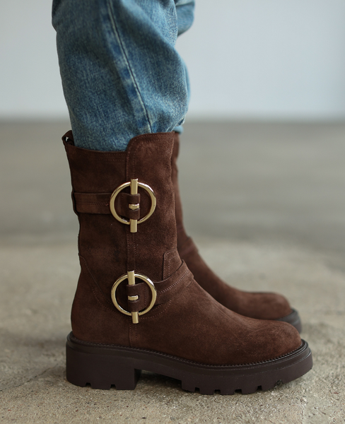 Helvina Women's Leather Chocolate-Brown Boots