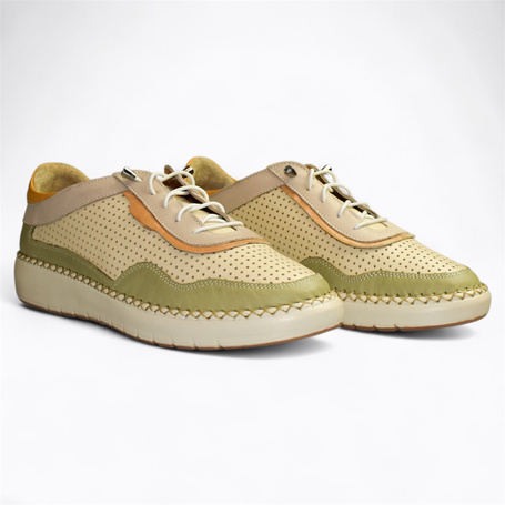 Selmira Women's Green Leather Low-Cut Shoes