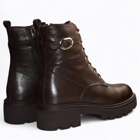 Skórzane brązowe trzewiki damskie Fenolin