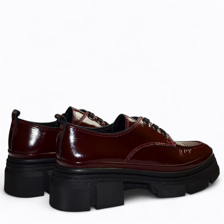 SKÓRZANE BORDOWE PÓŁBUTY DAMSKIE LANDERI