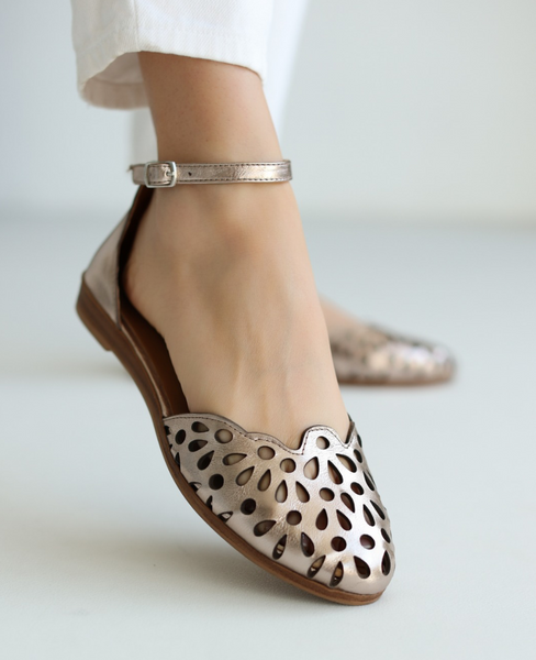Rosvela Women's Leather Copper Sandals