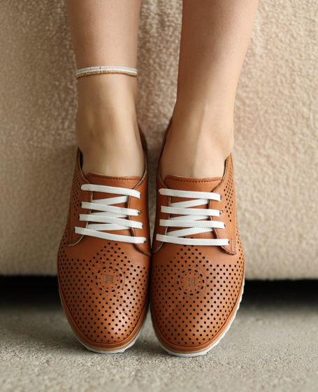 Larimea Women's Red Leather Low-Cut Shoes