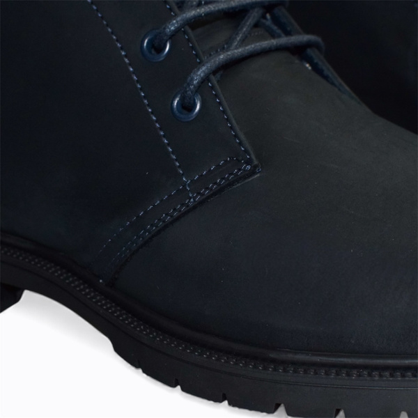 EMILSON MEN'S NAVY BLUE LEATHER BOOTS