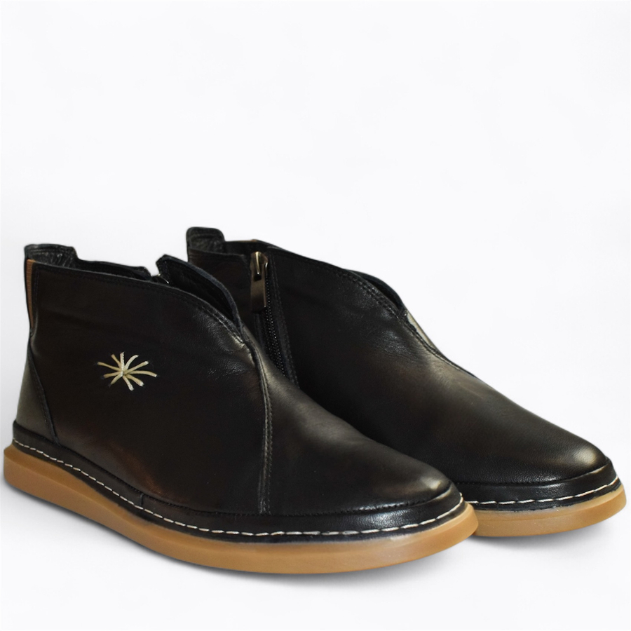 Skórzane czarne trzewiki damskie Simoria