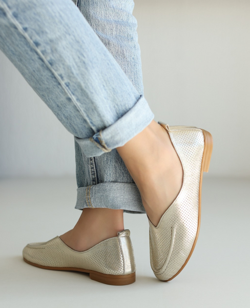 Fauriel Women's Leather Gold Loafers