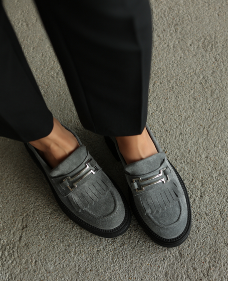 Dilleri Women's Gray Leather Low-Cut Shoes
