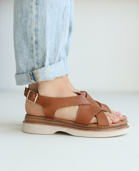 Rosvira Women's Red Leather Sandals