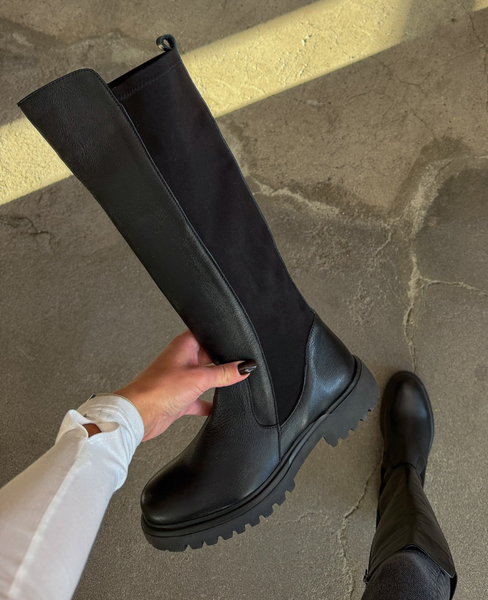 Undaria Women's Black Leather Knee-High Boots