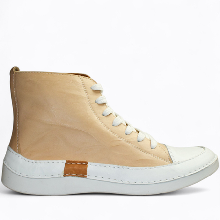 SKÓRZANE BEŻOWE TRZEWIKI DAMSKIE HEKATIA