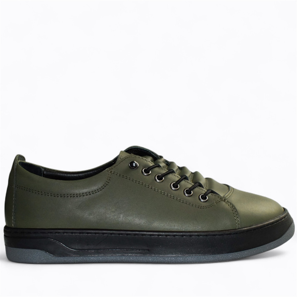 Skórzane oliwkowe sneakersy damskie Arestia