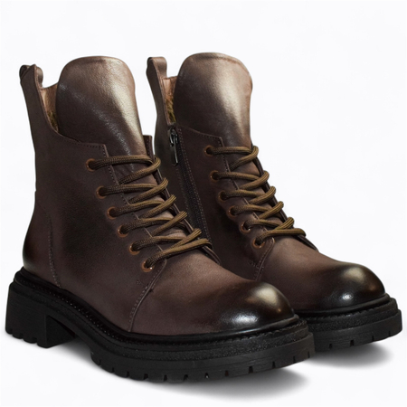 Skórzane brązowe trzewiki damskie Nerione