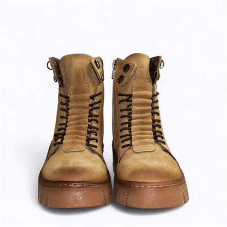 SKÓRZANE BEŻOWE BOTKI DAMSKIE HADRINA