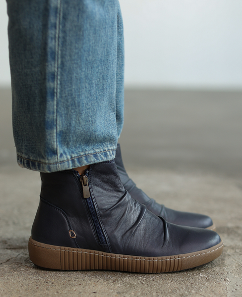 Estrela Navy Blue Leather Women's Boots