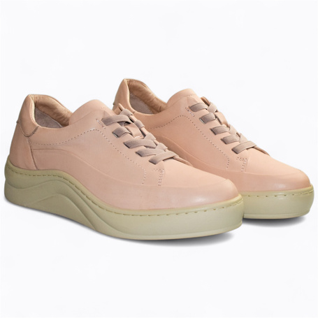Adrenia Women's Pink Leather Low-Cut Shoes