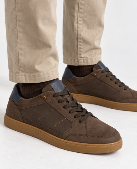 Matteon Men's Leather Chocolate-Brown Sneakers