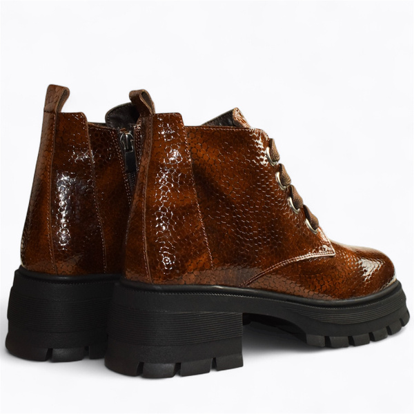 Jesmira Women's Brown Leather Ankle Boots