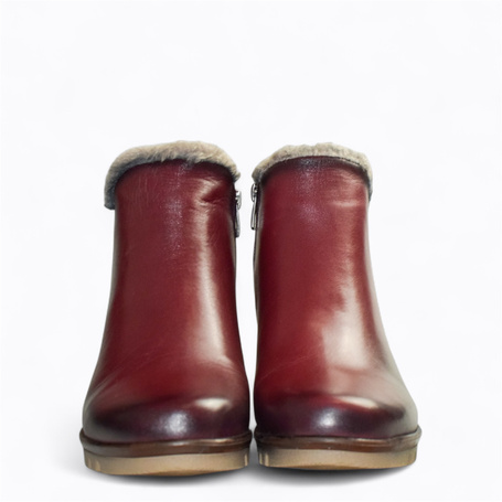 Galitia Women's Burgundy Leather Ankle Boots