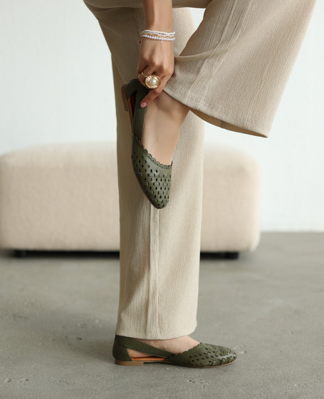 Monsera Women's Olive Leather Sandals