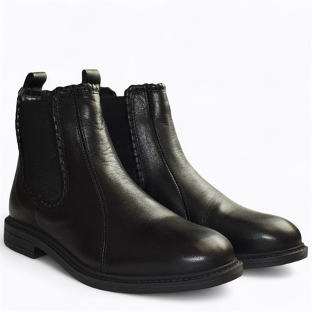 Skórzane czarne sztyblety damskie Galvina