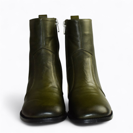SKÓRZANE ZIELONE BOTKI DAMSKIE LAMIREL