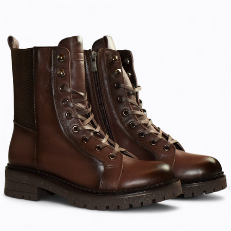 SKÓRZANE BRĄZOWE TRZEWIKI DAMSKIE KARIANA