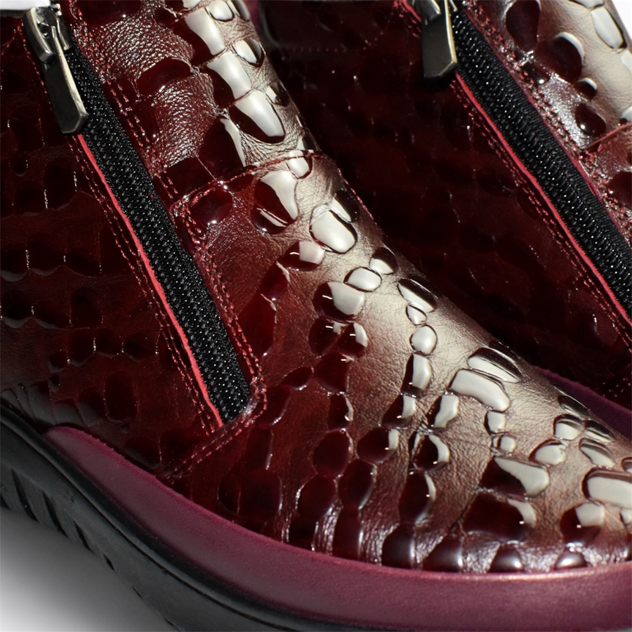 Skórzane bordowe botki damskie Eudoria