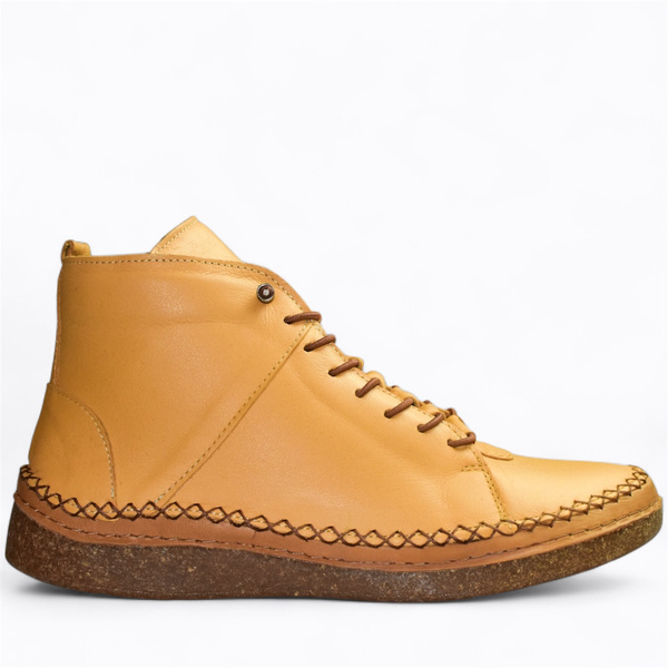 Cyrinna Women's Mustard-Colored Leather Boots