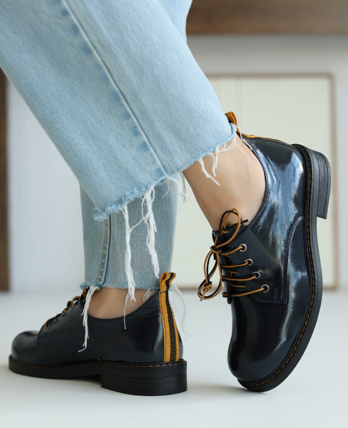 Blisera Women's Navy Blue Leather Low-Top Shoes