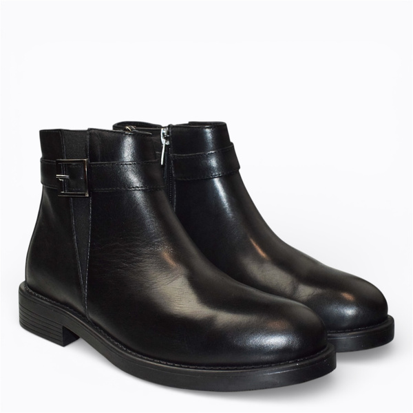Tirelis Women's Black Leather Ankle Boots