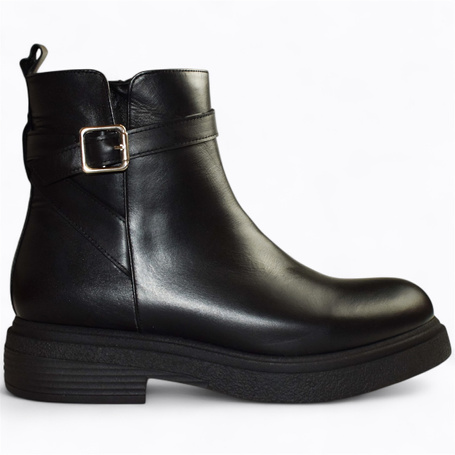 Kessina Women's Black Leather Ankle Boots