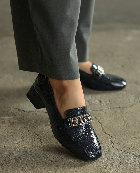 Aurea Navy Blue Leather Women's Pumps