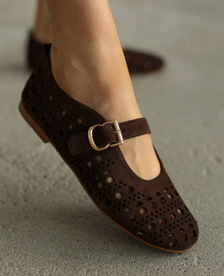 Seperti Women's Leather Chocolate-Brown Low-Cut Shoes