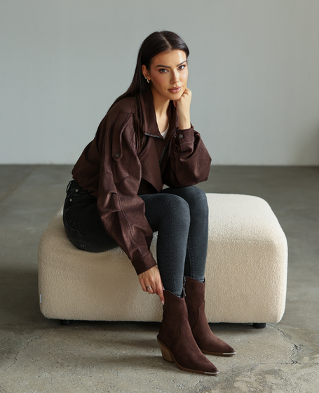 Azelina Women's Leather Chocolate-Brown Cowboy Boots