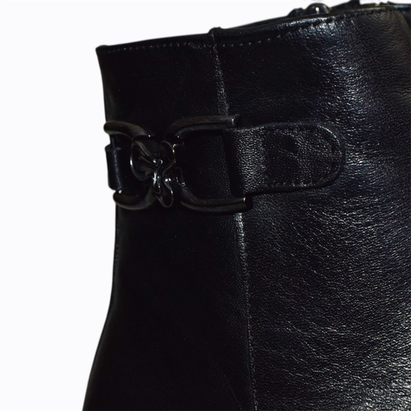 ZINETHI BLACK LEATHER WOMEN'S ANKLE BOOTS
