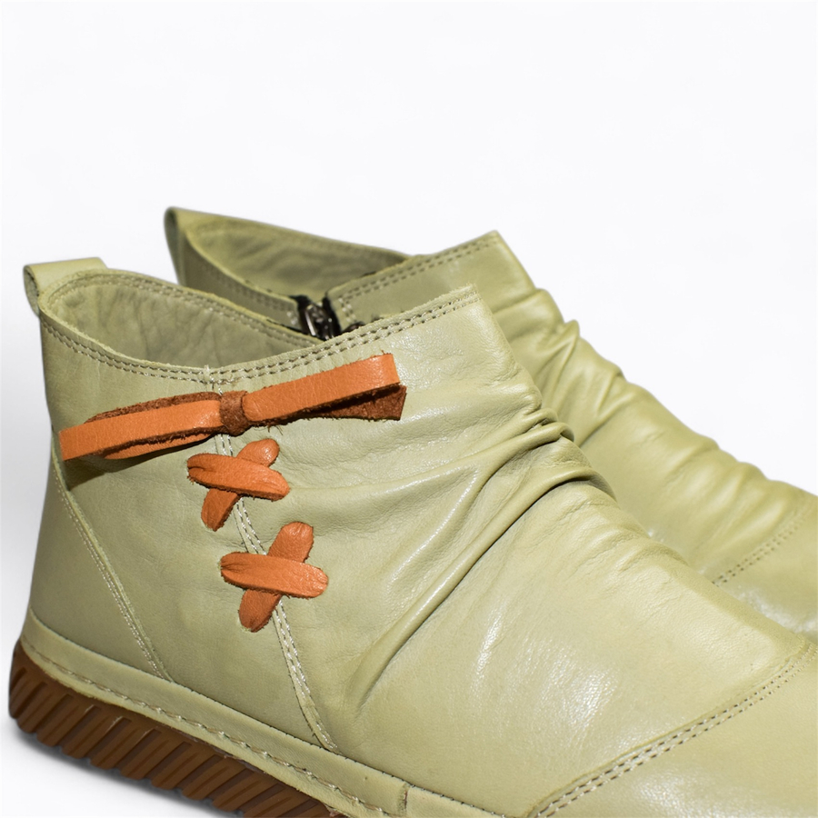 Skórzane zielone trzewiki damskie Kaviani