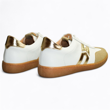 Sertiva White Leather Women's Sneakers with a Beige Accent