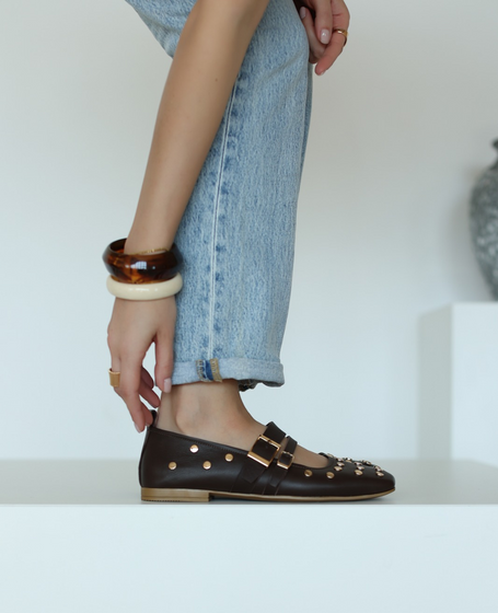 Bravina Women's Leather Chocolate-Brown Low-Top Shoes