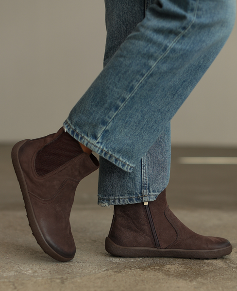 Galoria Women's Leather Chocolate-Brown Barefoot Ankle Boots