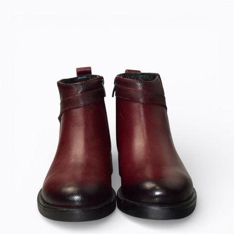 Siliora Women's Burgundy Leather Ankle Boots