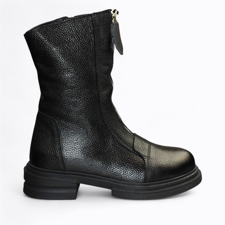 Barelia Women's Black Leather Ankle Boots