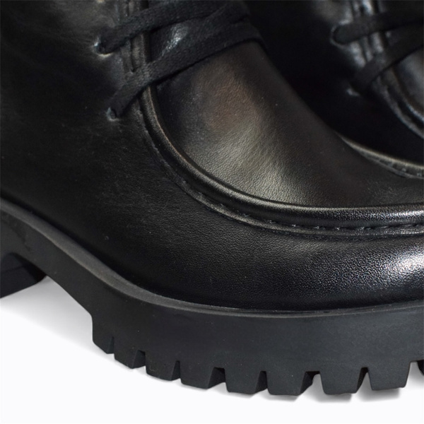Rhaniel Women's Black Leather Ankle Boots