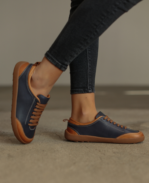 Teleira Women's Navy Blue Leather Barefoot Shoes