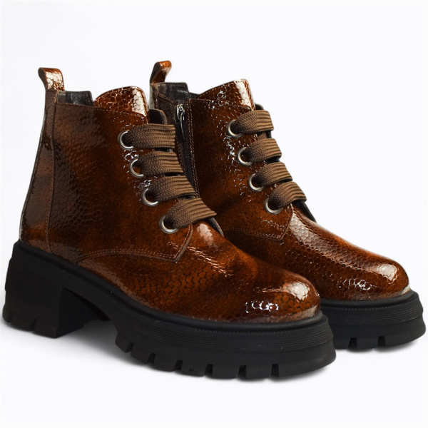 Jesmira Women's Brown Leather Ankle Boots