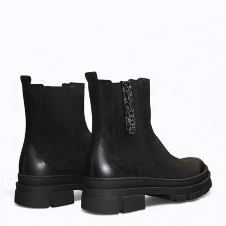 SKÓRZANE CZARNE BOTKI DAMSKIE KANNA
