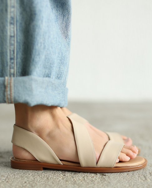 Milanna Beige Leather Women's Sandals
