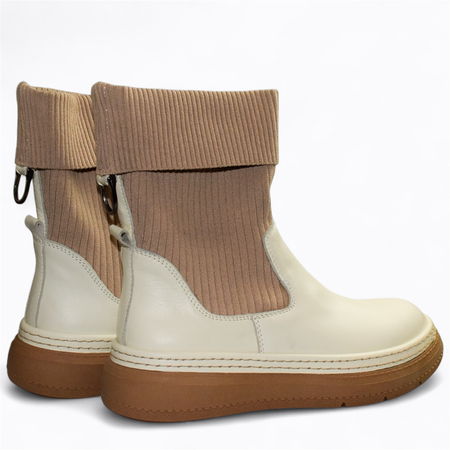 Skórzane beżowe botki damskie Yasiria