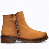 SKÓRZANE RUDE BOTKI DAMSKIE PERLINA