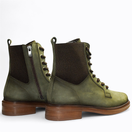 Skórzane zielone trzewiki damskie Elandra